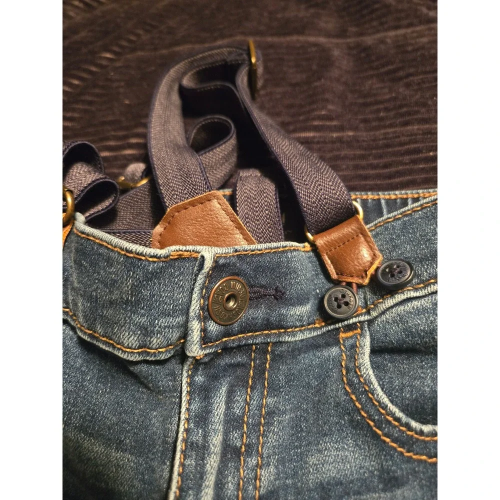 OshKosh Bgosh Toddler Boys Suspenders Jeans 2T Medium Wash Straight Leg Denim